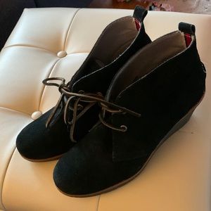 Sperry Top-Sider Black Suede Wedges Women’s 9 1/2 M Leather Laces